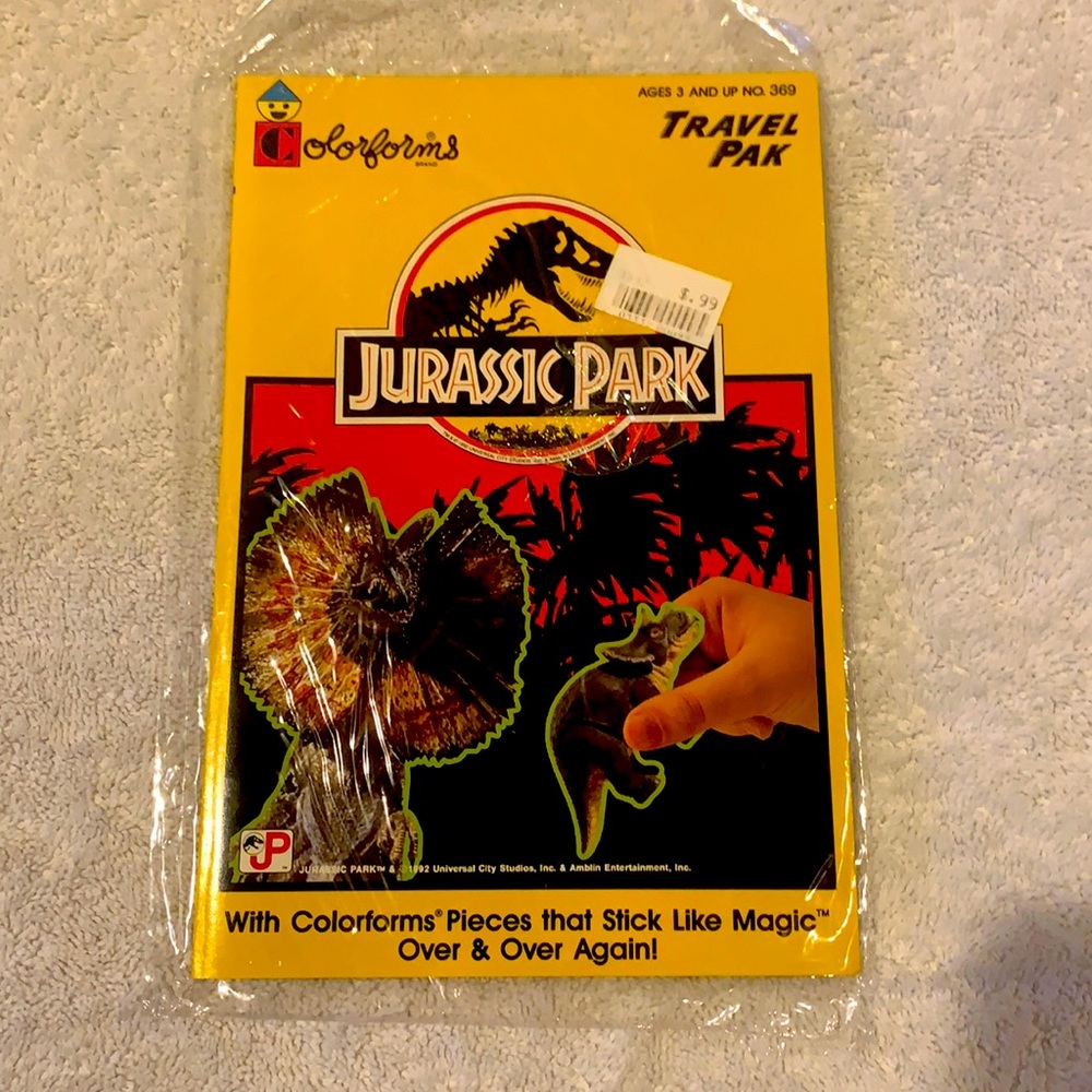 Vintage 1993 Jurassic Park travel pack colorforms never opened.